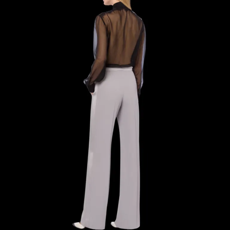 ALBERTA FERRETTI Chemise mousseline soie plastron satin noir bouton