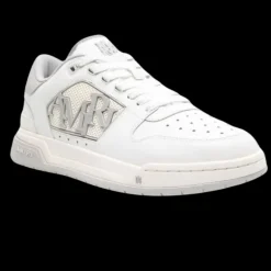 AMIRI Baskets classic low cuir blanc logo embossé gris
