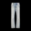 AMIRI Jean droit MA Quad cuff denim bleu clair effet délavé multi logos