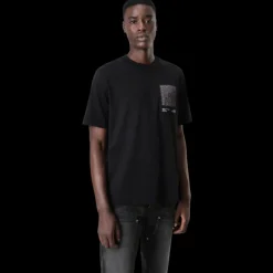 AMIRI T-shirt col rond coton noir soie bandana poitrine dos