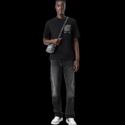 AMIRI T-shirt col rond coton noir soie bandana poitrine dos