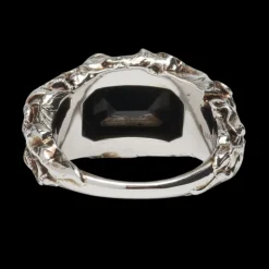 Bague ALEXANDER MCQUEEN Ivy Skull argent vieilli Pierre noire