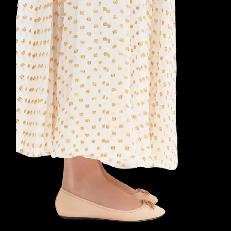 Ballerine CHLOE Iris cuir brillant beige rosé nœud charm banane