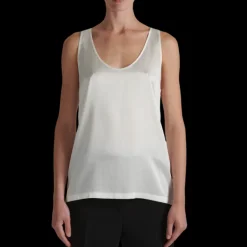 BARBARA BUI Débardeur col rond soie satin blanc