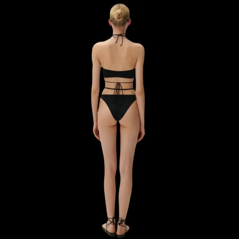 Bas MAGDA BUTRYM maillot de bain taille haute noir perles lien à nouer