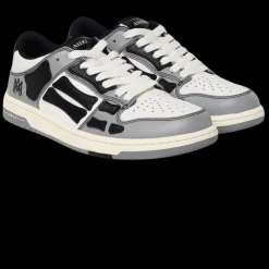 Basket basse Sneaker AMIRI Varsity Skel cuir gris noir