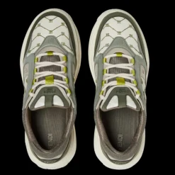 Basket Fendi Force cuir grainé blanc nubuck gris vert