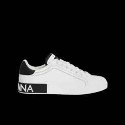 Basket sneaker DOLCE & GABBANA Portofino cuir veau nappa blanc talon noir