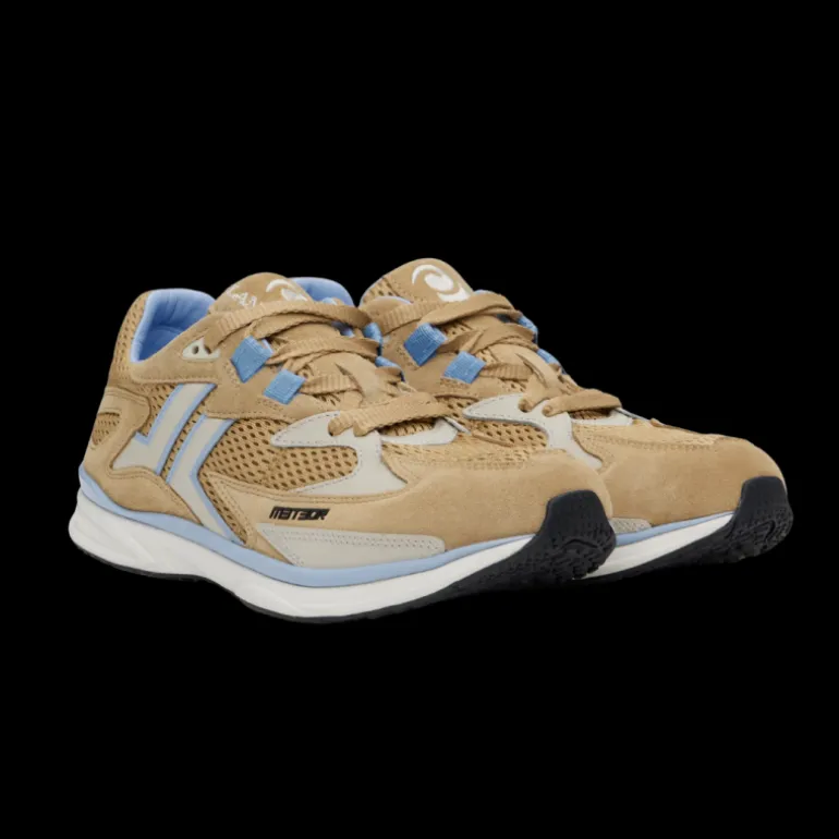 Baskets à lacets LANVIN Meteor cuir mesh camel bleu