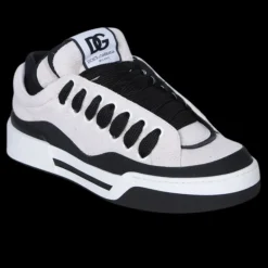 Baskets basses DOLCE & GABBANA New Roma bi matière cuir blanc noir