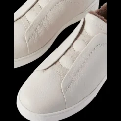 baskets basses ZEGNA Triple Stitch™ cuir grainé crème intérieur shearling