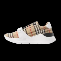 Baskets BURBERRY New Regis à carreaux daim cuir check beige archive