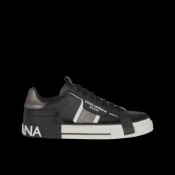 Baskets DOLCE & GABBANA Custom 2.Zero cuir veau noir semelle blanche