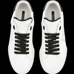 Baskets DOLCE GABBANA Portofino cuir veau blanc DG perforé noir