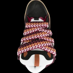 Baskets LANVIN CURB cuir noir lacet multicolore semelle camel