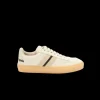 Baskets MONCLER x PALM ANGELS Monaco 2 toile daim beige bande