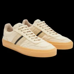 Baskets MONCLER x PALM ANGELS Monaco 2 toile daim beige bande