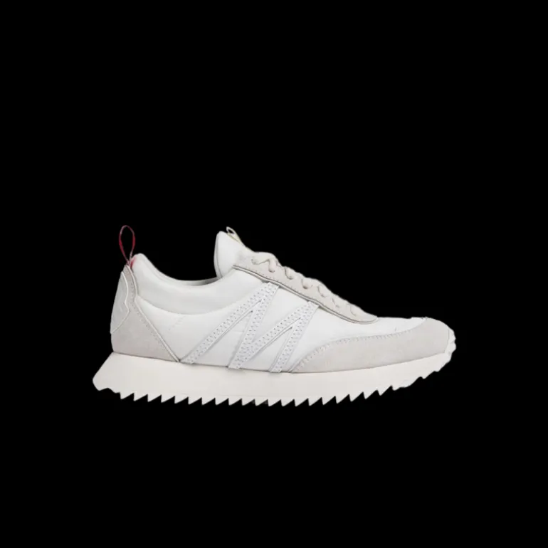 Baskets Sneakers MONCLER Pacey nylon daim blanc logo talon