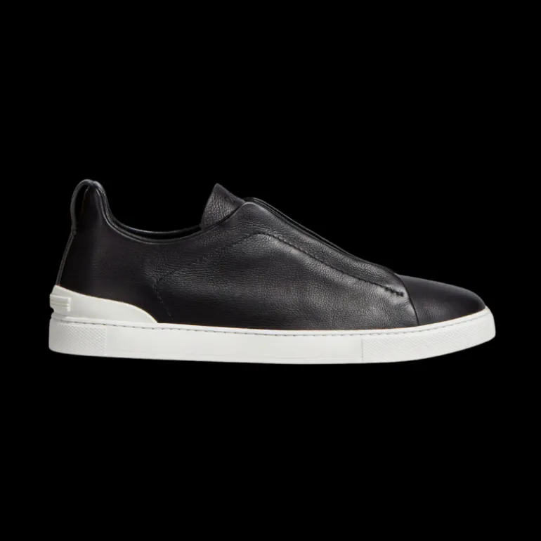 Baskets ZEGNA Triple Stitch slip on cuir noir