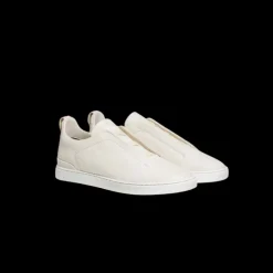 Baskets ZEGNA Triple Stitch slip on cuir grainé crème
