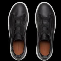 Baskets ZEGNA Triple Stitch slip on cuir noir