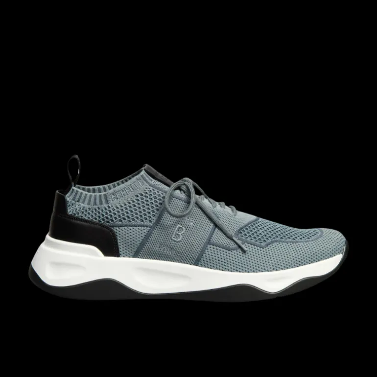 BERLUTI Sneaker basse Shadow maille Bleu jeans denim cuir veau