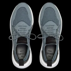 BERLUTI Sneaker basse Shadow maille Bleu jeans denim cuir veau