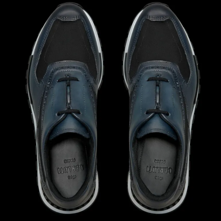 BERLUTI Sneaker Fast Track Cuir Venezia Nylon steel blue