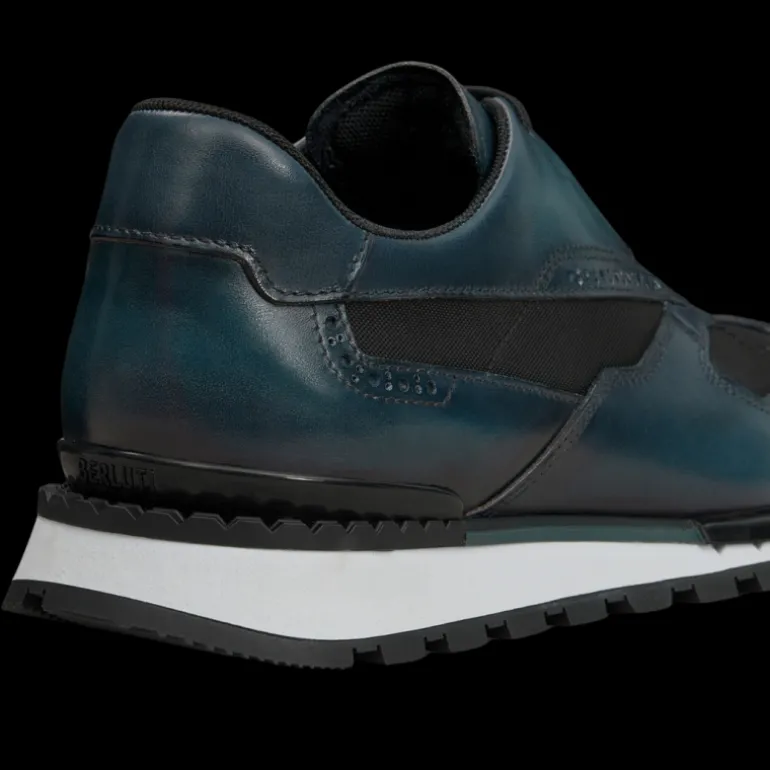 BERLUTI Sneaker Fast Track Cuir Venezia Nylon steel blue