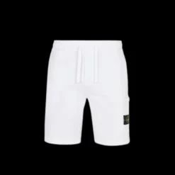 Bermuda cargo STONE ISLAND molleton de coton blanc logo rose des vents