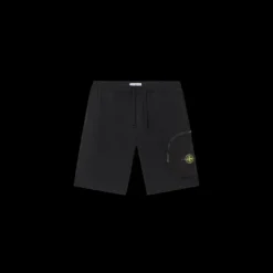 Bermuda cargo STONE ISLAND molleton coton noir poche zippée