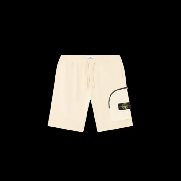 Bermuda cargo STONE ISLAND molleton coton sable poche zippée