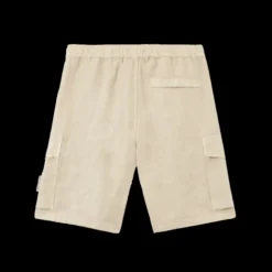 Bermuda cargo STONE ISLAND Ghost taille élastique lin diagonal beige multi poches