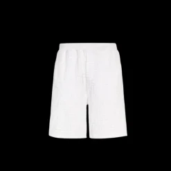 Bermuda FENDI taille élastique coton éponge blanc FF relief poches