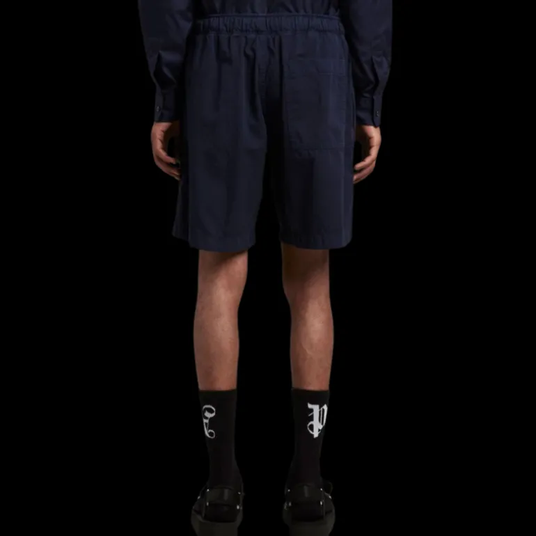 Bermuda PALM ANGELS coton bleu marine logo brodé