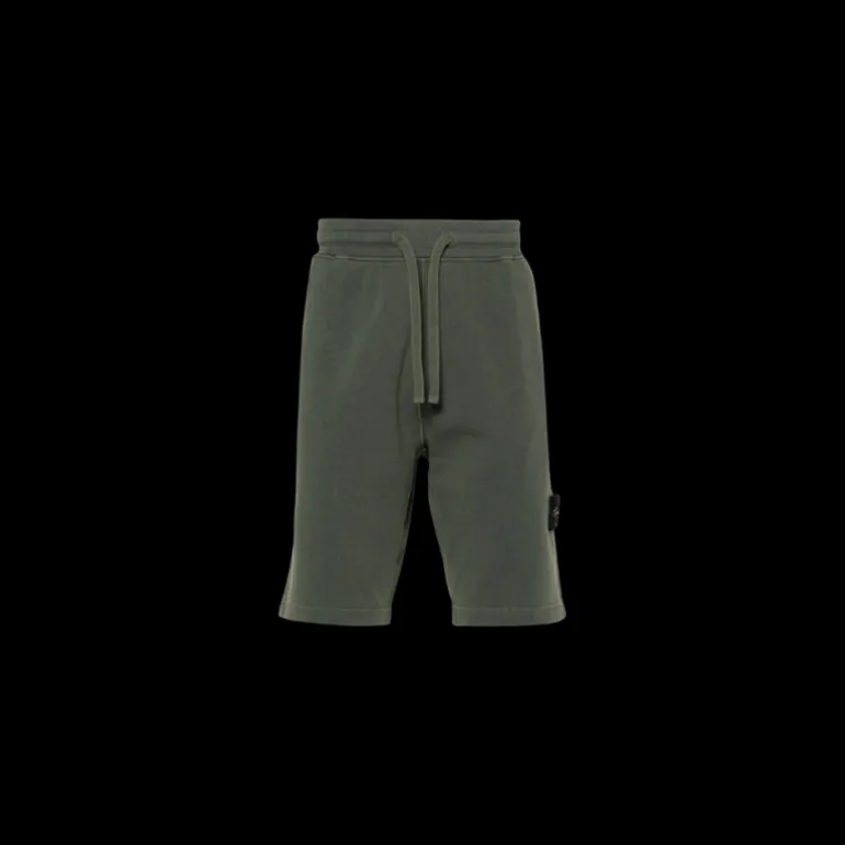 Bermuda STONE ISLAND molleton coton flammé kaki