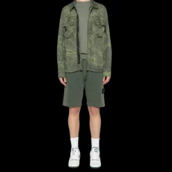 Bermuda STONE ISLAND molleton coton flammé kaki