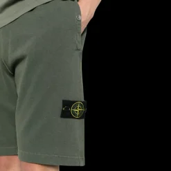 Bermuda STONE ISLAND molleton coton flammé kaki