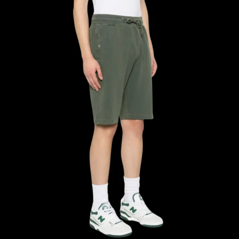 Bermuda STONE ISLAND molleton coton flammé kaki