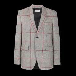 Blazer à imprimé pied de poule carreaux rouge