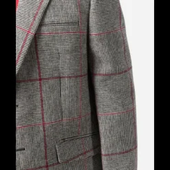 Blazer à imprimé pied de poule carreaux rouge