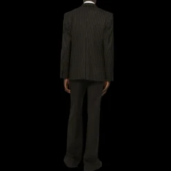 blazer bouton DOLCE & GABBANA laine noire à fines rayures tennis craie