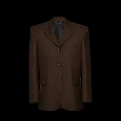 Blazer oversize MAGDA BUTRYM coupe carré laine marron chocolat