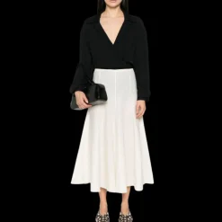 Blouse croisée KHAITE Ashton cache cœur popeline coton noir