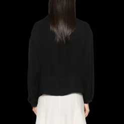 Blouse croisée KHAITE Ashton cache cœur popeline coton noir