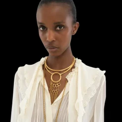 Blouse fluide CHLOE à volants Georgette soie écrue dentelle fleurs