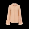 Blouse fluide CHLOE Georgette de soie bio beige col poignets volants