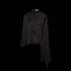 blouse MAGDA BUTRYM col rond soie noir drapé col effet cape