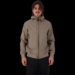 Blouson à capuche STONE ISLAND coton noisette Softshell bouton pression