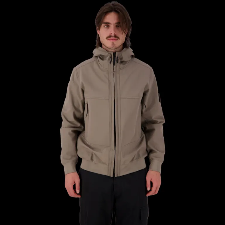 Blouson à capuche STONE ISLAND coton noisette Softshell bouton pression